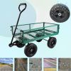 (Green solid wheels wagon cart) Solid wheels Tools cart Wagon Cart Garden cart trucks make it easier to transport firewood