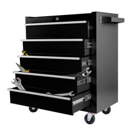Rolling Tool Chest, 5-Drawer Toolbox on Wheels, Tool Cabinet Lockable and Movable with Tool Box Organizer Tray for Workshop, Garage