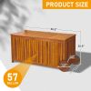 57 Gallon Outdoor Wood Storage Container with 2 Wheels, 2 in 1 Mutifunctional Garden Storage Bench Pool Deck Box