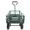 (Green solid wheels wagon cart) Solid wheels Tools cart Wagon Cart Garden cart trucks make it easier to transport firewood