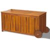 57 Gallon Outdoor Wood Storage Container with 2 Wheels, 2 in 1 Mutifunctional Garden Storage Bench Pool Deck Box