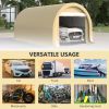 Outsunny 10' x 16' Carport, Heavy Duty Portable Garage Storage Tent with Large Zippered Door, Anti-UV PE Canopy Cover for Car, Truck, Boat, Motorcycle