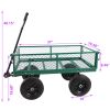 (Green solid wheels wagon cart) Solid wheels Tools cart Wagon Cart Garden cart trucks make it easier to transport firewood